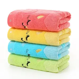 Cute Cat Bamboo Fiber Absorbent Drying Face Towel Washcloth Swimwear For Babies