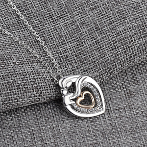 Collier <span class=keywords><strong>Maman</strong></span> et Bébé Cadeau Fête des Mères Mère <span class=keywords><strong>Maman</strong></span> Fils Fille Enfant Cristal Strass Pendentif en Forme de Cœur Collier <span class=keywords><strong>pour</strong></span> Femmes - Product Image 2