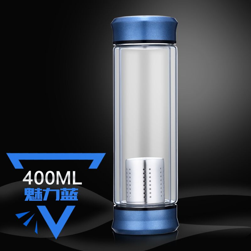 Tea Tumbler with Infuser, Insulated Coffee Mug Double Wall Glass 400ml/13 Oz Water Bottles Borosilicate Glass Thermal Insulation