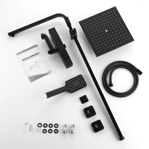 10 pouces <span class=keywords><strong>Grand</strong></span> Pommeau de Douche Noir Mat Ensembles de Douche avec Thermostatique Pluie - Product Image 4