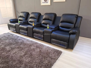 Juego de sofás reclinables para cine en casa, sillón Seccional de 4 asientos de cuero genuino, asientos de amor - Product Image 5