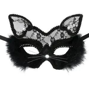 Großhandel Sexy Masquerade M fragen Frauen Mädchen Spitze Black Cat M fragen Sie nach Fancy Dress Party