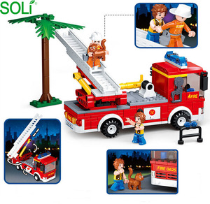 Bloques de construcción montados para niños, juguete educativo, bloques de construcción, lucha contra incendios, Serie de Héroes, escalera, camión de bomberos - Product Image 4