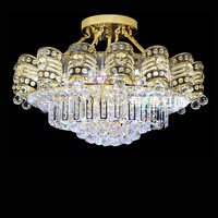 Plafonnier semi-encastré à LED avec changement de couleur, lustre en cristal indien pour restaurant