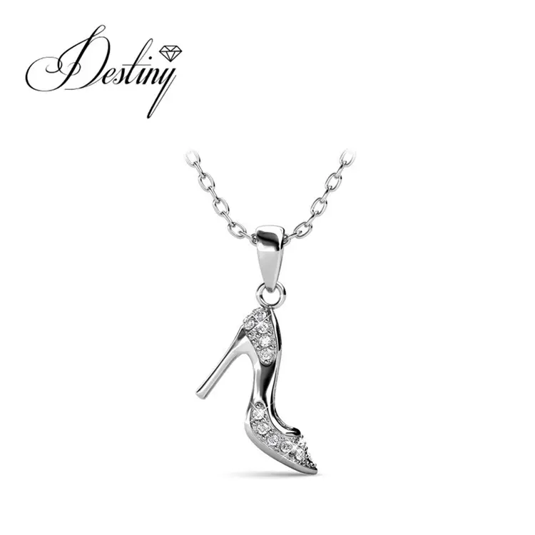 Premium gioielli in cristallo austriaco ciondolo eleganza argento/ottone per donna scarpe col tacco alto collana Destiny Jewellery