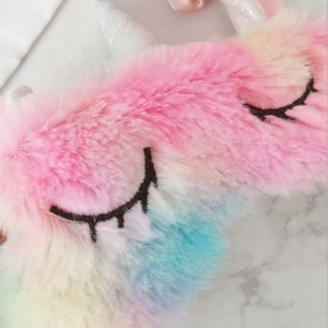 Vendita calda copri occhi per dormire graziosa benda ricamo <span class=keywords><strong>unicorno</strong></span> maschera per gli occhi pelosa - Product Image 5