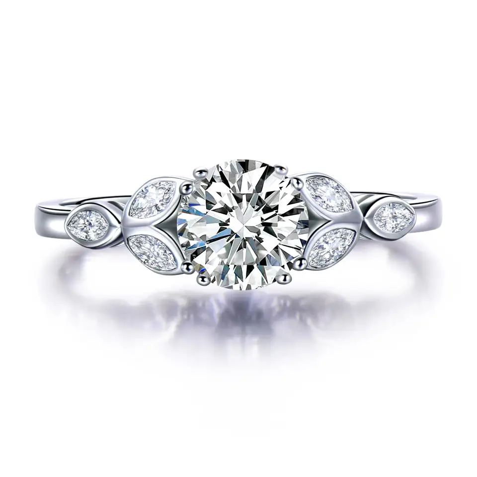 925 Sterling Nhẫn Cổ Điển Đơn Giản Kim Cương Trắng Mạ Vàng Thanh Lịch Cặp Vợ Chồng Engagement Thiết Kế Nhẫn Cưới Cho Phụ Nữ