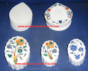 Luxury White Marble Inlay Jewelry <b>Box</b> - Product Image 1