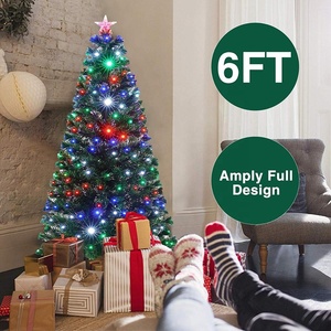 6FT Xanh Nhân Tạo Sợi Quang Giáng Sinh Cây Với Nhấp Nháy LED, Bản Lề 230 Chi Nhánh Lời Khuyên Xmas <span class=keywords><strong>Tree</strong></span> Trong Nhà Pohon Natal - Product Image 4