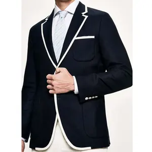 Oemスリムプレッピースタイル制服挿入ラペルファッションブレザーカジュアル最新クラシックデザインジャケット男性ブレザースーツ