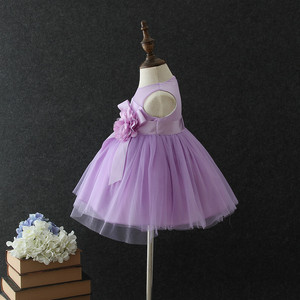 Vestito da Principessa per Bambine di <span class=keywords><strong>1</strong></span> <span class=keywords><strong>Anno</strong></span>, Abito da Festa Viola con Fiori, Vestito Estivo Monoblocco per Bambine - Product Image 2