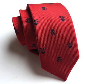 โพลีเอสเตอร์ 100% ทอ Jacquard Skull Skinny Tie สำหรับฮาโลวีน - Product Image 2