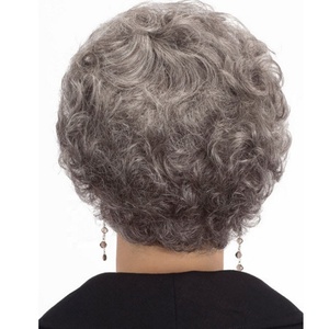 Peluca Corta de Cabello Ondulado, Color <span class=keywords><strong>Gris</strong></span> Plateado, Peluca Corta Rizada Plateada o Blanca, Resistente al Calor, Cabello Sintético Natural, Apta para Mamá - Product Image 3