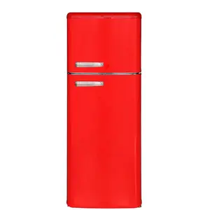 Merah retro compact tunggal pintu kulkas dengan kompartemen freezer