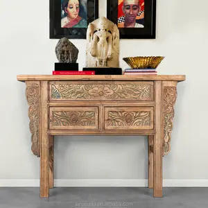 中国仿古风格木雕手雕桌，带储物抽屉