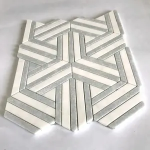 blue marble mix thassos white tile marble waterjet for interior design