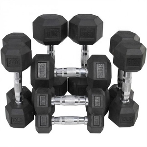 Cheap Custom logo 10kg 20kg Weight Lifting Fitness <strong>Rubber</strong> Coated Hex <strong>Dumbbell</strong> - Product Image 6