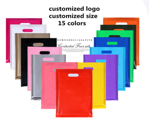 Fabrika 100% Oxo biyobozunur baskılı kalıp kesim kolu plastik giysi çantası, 50 mikron giysi plastik taşıma ambalaj çantası logosu - Product Image 6