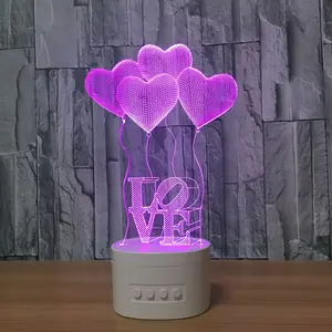 Cadeau romantique couleur changeante amour coeur lampes 3D led veilleuse