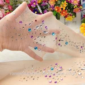 Collant a rete lucido con strass - Product Image 2