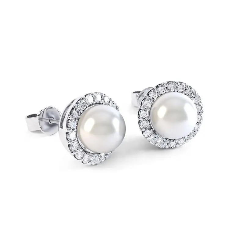 Offre Spéciale perle boucles d'oreilles bijoux en argent conception simple ensemble perle 18kgp bijoux montage