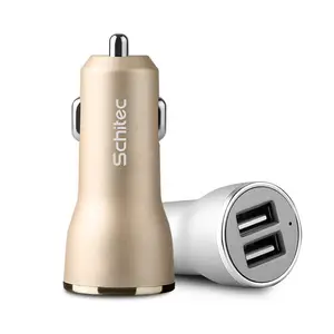 Nuovo prodotto di tendenza elegante caricatore per telefono per auto con doppio gadget per cellulare usb a spruzzo di olio metallico