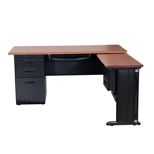 High Quality home office L Shaped Executive Desk L shaped office desk study work table with locking drawers