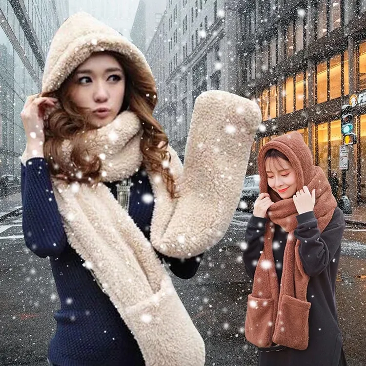 Наборы шарфов и перчаток из искусственной шапки-ушанки, Качественные теплые перчатки, зима