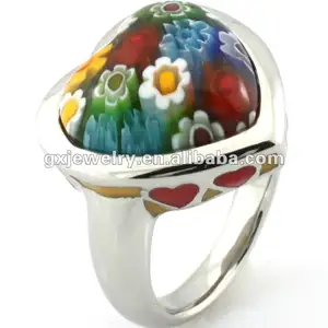 316L Stainless steel jewelry murano glass rings