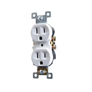 Shanghai Linsky 15A 125V Duplex Receptacle Wall Socket with Back & side wire withe/black color