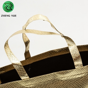 Bolsa de mano dorada no tejida con logotipo impreso, barata, respetuosa con el medio ambiente, Pp - Product Image 5