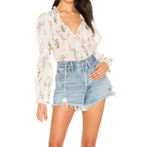 Dernière mode vêtements smocké épaules cravate cou <span class=keywords><strong>blanc</strong></span> blouse en <span class=keywords><strong>soie</strong></span> - Product Image 5