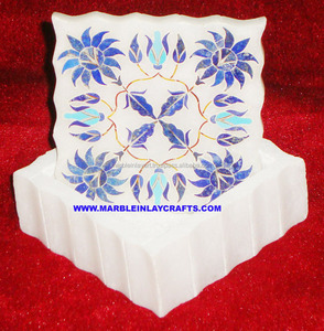 Incrustación de mármol, caja de pastillas de arte hecha a mano - Product Image 1