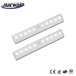 Pir Motion Sensor Light Cabinet Placard Lumière Veilleuse avec Capteur Batterie Sans Fil Led Sécurité Intérieure 10LED 4AAA 50 Ce BLANC