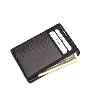 Sottile Tasca Frontale <span class=keywords><strong>uomo</strong></span> In <span class=keywords><strong>Pelle</strong></span> Portafoglio RFID di Blocco In Fibra di Carbonio Supporto di Carta di Credito - Product Image 2