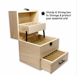 Boîte de rangement pour huiles essentielles <span class=keywords><strong>Doterra</strong></span> en bois de pin à 3 niveaux et 59 emplacements, boîte en bois pour huiles essentielles Young Living - Product Image 6