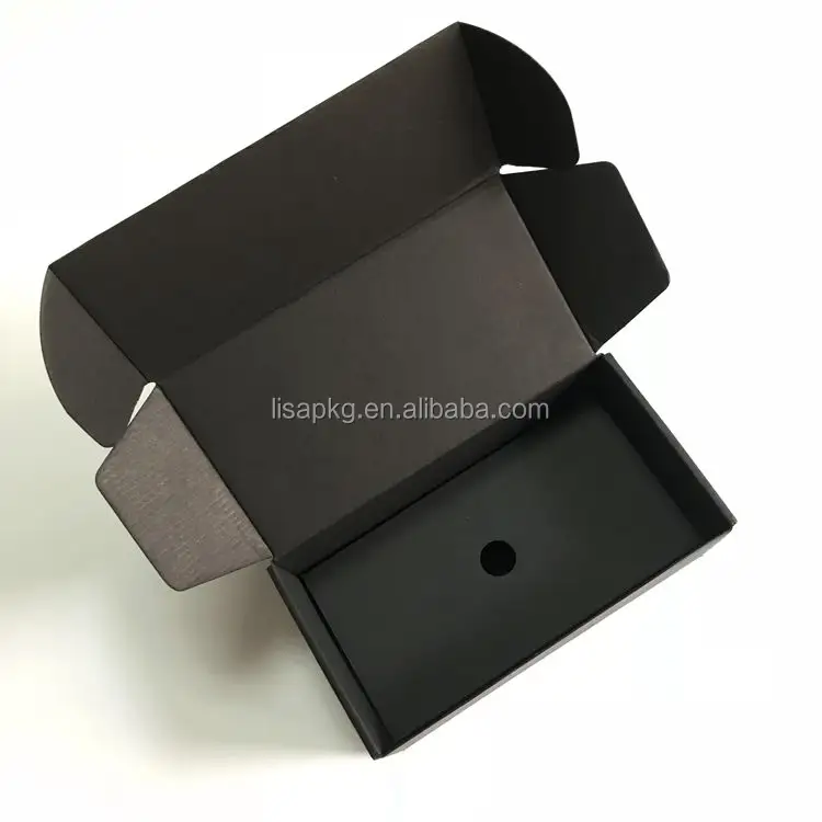 Custom Black Foldable Corrugated Mailer Coffee Mug Clothes Packaging Shipping Paper Box