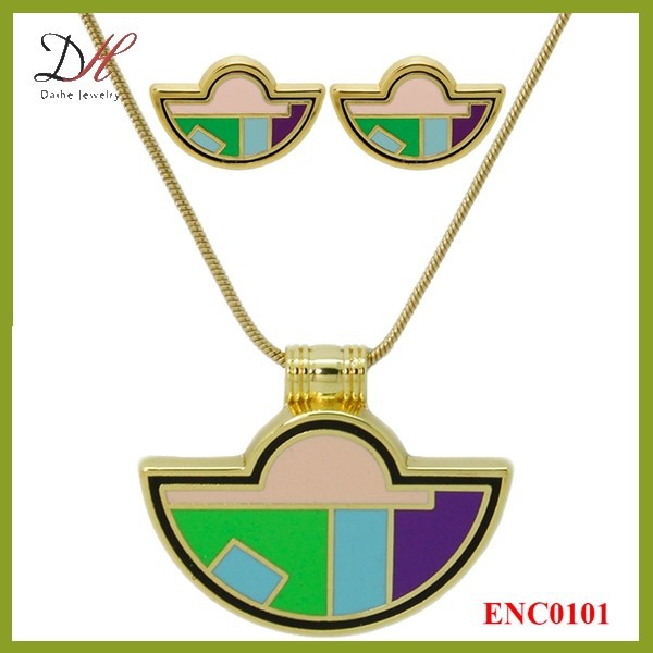 Daihe ENC0101 зеленый эмаль колье, ожерелье комплект ювелирных изделий с серьги