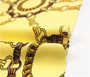 New fashioncable knit yellow moss stretch scuba crepe printed fabric for woman fashion clothes