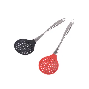 Best Selling Products 2024 in online Stainless Steel Hollow Handle Silicone Colander Skimmer Spoon