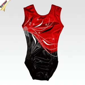Nieuwe Mode Bling Crystal Splash Polyester Maillots Voor Gymnastiek Meisjes