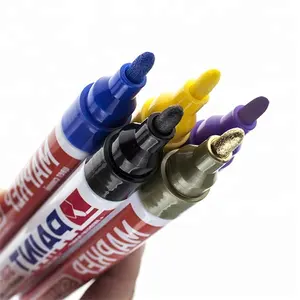 Amzzon Hete Verkoop Aluminium Vat Goud En Zilver Permanente Marker Pen Banden Verf Auto Met Set Niet Giftige Permanente Marker Pen