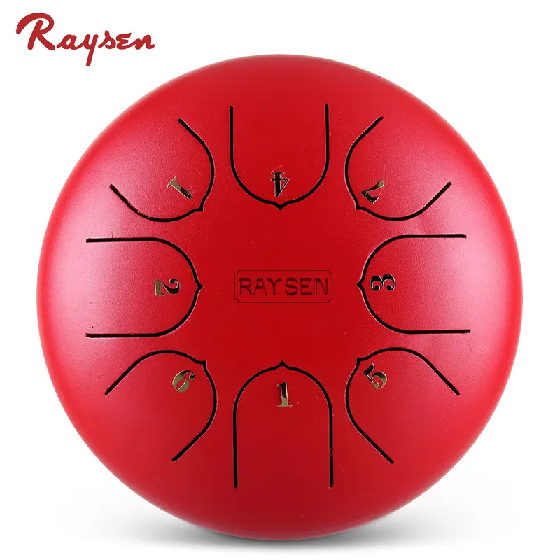 Hot selling red 6'' 8 notes steel drum children musical instrument mini tongue drum