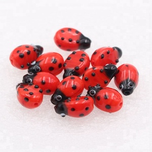 Figuritas de mariquita de cristal hechas a mano en miniatura, agujero perforado de 2mm, cuentas de escarabajo de dibujos animados rojos, abalorios de insectos con cuentas de mariquita de colores - Product Image 5