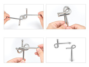 6 cái/bộ lồng vào nhau trò chơi kongming khóa giải pháp thú vị trêu ghẹo não <span class=keywords><strong>3D</strong></span> liên kết dây kim loại trò chơi câu đố - Product Image 4