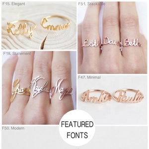 18K Gold Plated Dainty Inspirational Initial Letters 925 Sterling <strong>Silver</strong> <strong>Stack</strong> <strong>Ring</strong> - Product Image 3