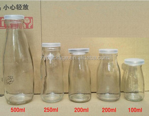 Bouteille en verre à lait transparente de 250 ml, bouteille vide de yaourt de 8 oz avec couvercle en plastique, vente en gros - Product Image 5