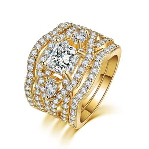 Classic Marquise Shape Cubic Zirconia 3 <strong>Rings</strong> Sets <strong>Black</strong> Gold Color Party Wedding Jewelry for Women Gift - Product Image 3