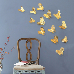 Autocollant mural personnalisé à motif papillon, décoration de salle en métal, pleine couleur, pièces - Product Image 1