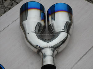 Blue Flame Series Driver Side escalonados oval borde enrollado el angulo de corte punta de escape de doble pared - Product Image 2